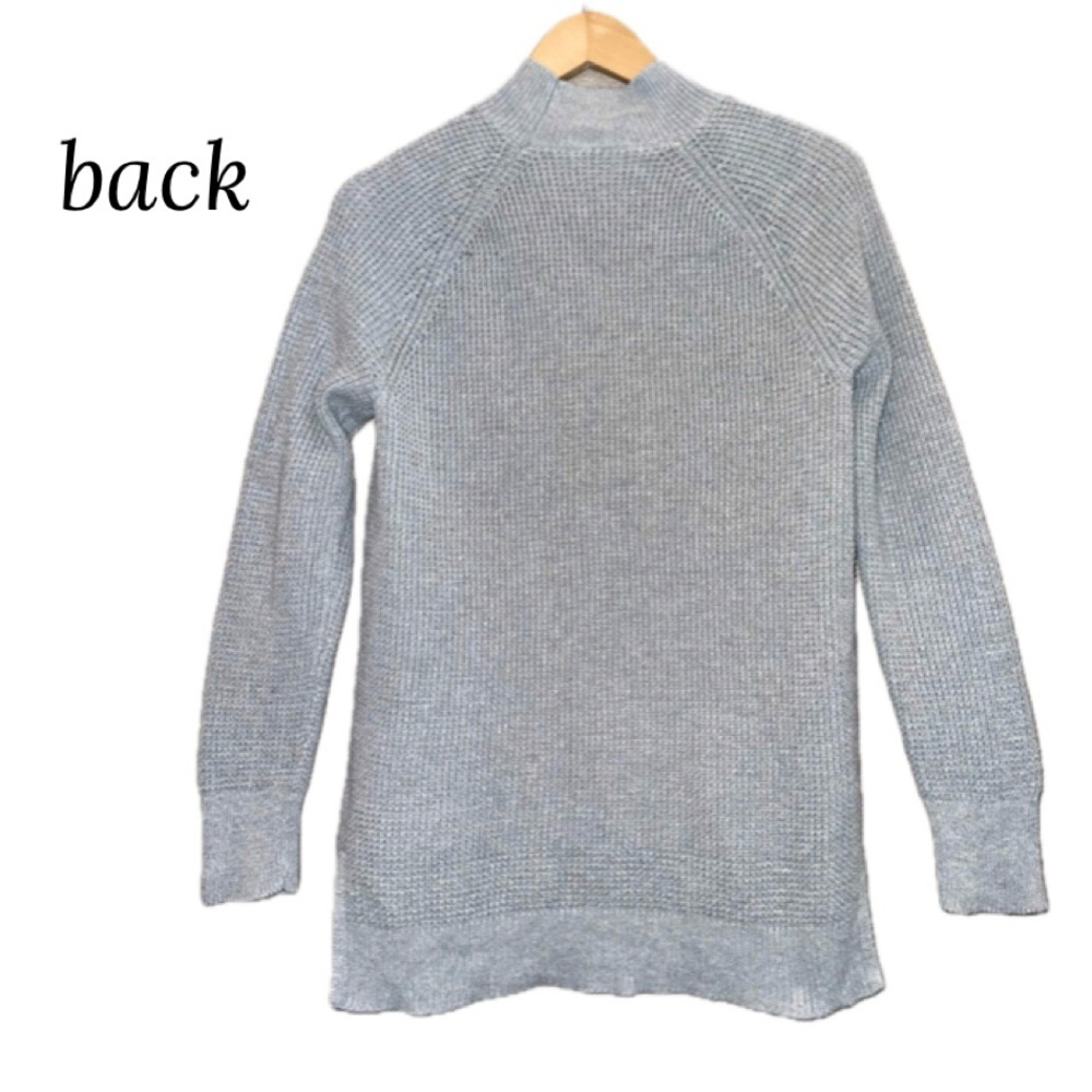 MICHAEL KORS Gray Waffle Knit Mock Neck Sweater Tunic Hi-Lo Long Sleeve Women S - Picture 8 of 14